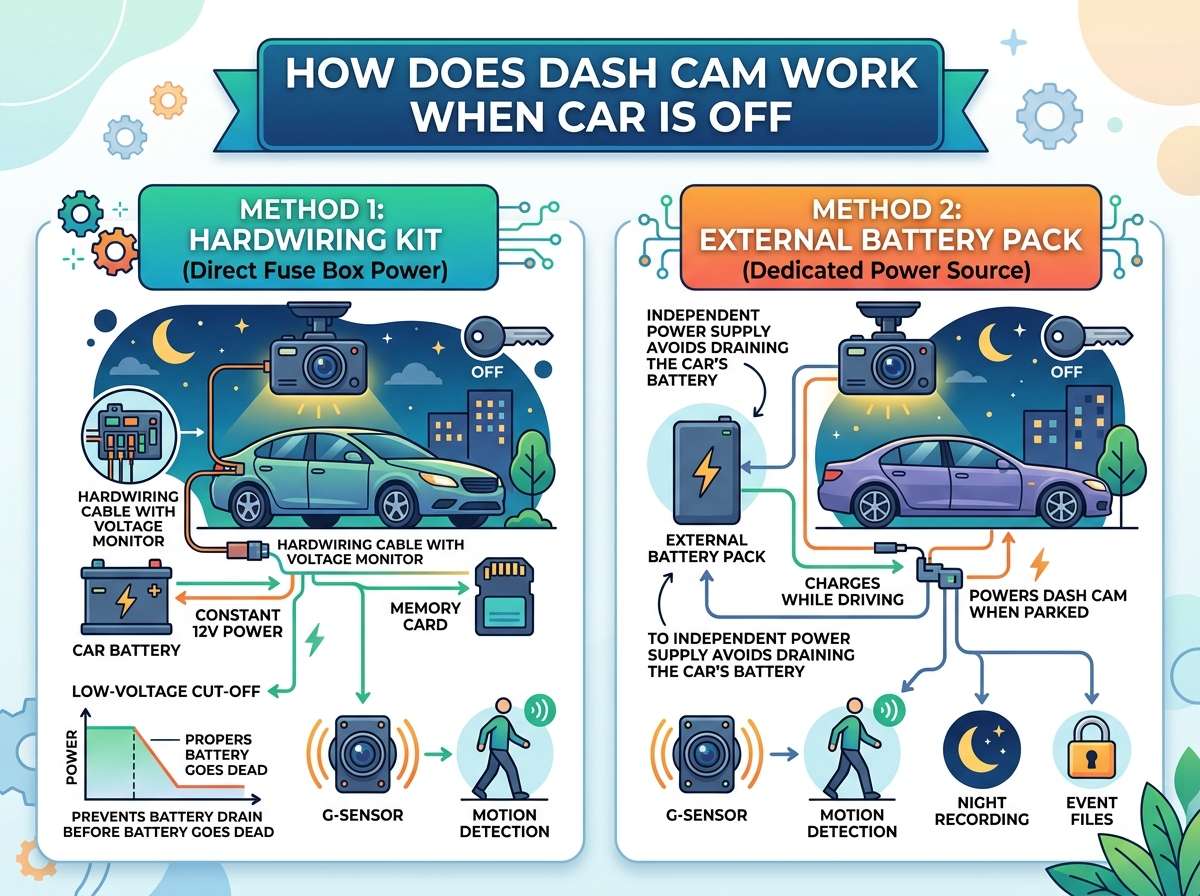 How Does a Dash Cam Work When Your Car Is Off?