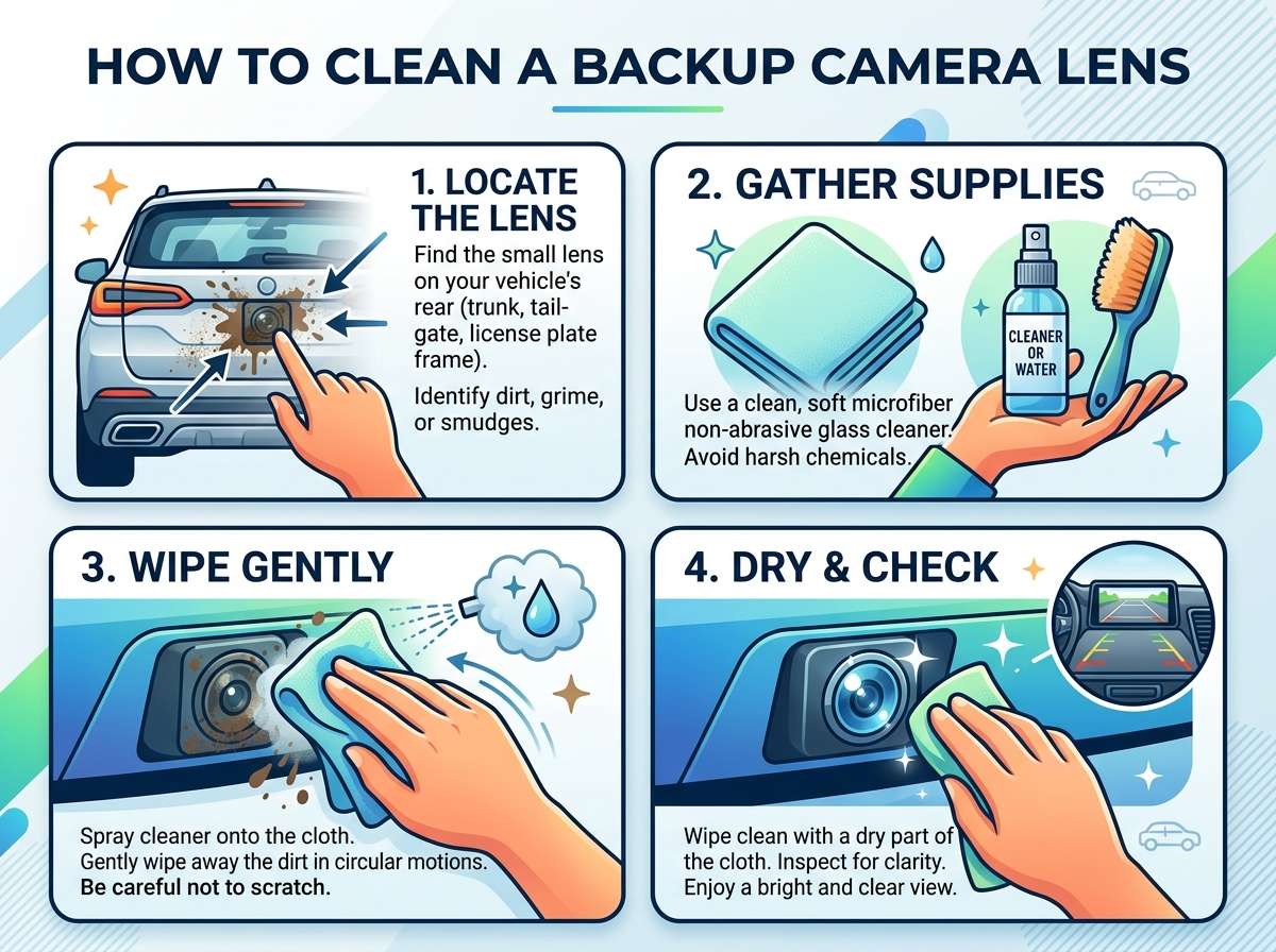 how to clean a backup camera lens